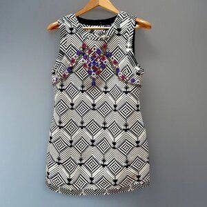 Free People Mini Dress New Romantics Aztec Beaded Size Large Boho Festival Mod